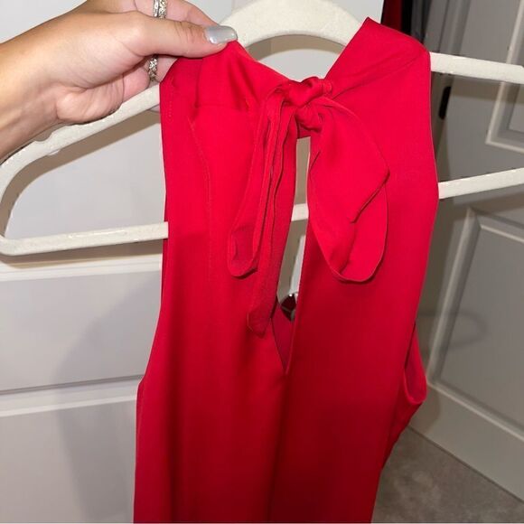 Meghan Los Angeles Red Tie Neck Dress - Picture 4 of 7